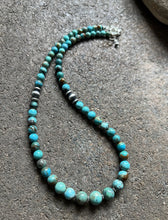 Load image into Gallery viewer, Sterling Silver Round Turquoise Bead Necklace 18 inch