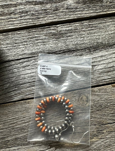 Sterling Silver Orange Spiny Oyster W Pearls Bead Hoop Earrings. 2.25 Inch.