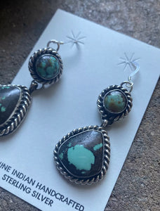 Navajo Sterling Silver Turquoise Earrings. CY