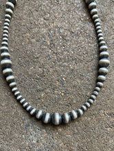 Load image into Gallery viewer, Sterling Silver 4mm- 8mm Graduated Pearls Bead Necklace. 16 Inch