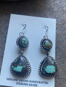 Navajo Sterling Silver Turquoise Earrings. CY