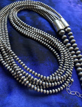 Load image into Gallery viewer, Sterling Silver Multi Strand 4mm 30 Inch Navajo Pearls Bead Necklace