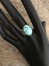 Load image into Gallery viewer, Vintage Old Pawn Sterling Silver Turquoise Ring. Size 7.5