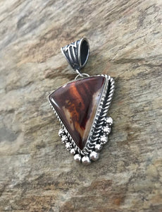 Native American Sterling Silver Orange Spiny Oyster Pendant. MM