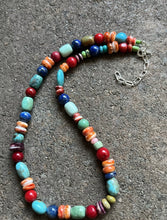 Load image into Gallery viewer, Sterling Silver Multi Stone Bead Necklace. 16 inch