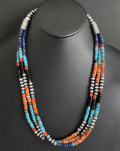 Load image into Gallery viewer, Sterling Silver Multi Strand Multi Stone Bead Necklace. 26 inch