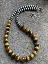 Load image into Gallery viewer, Sterling Silver Tiger’s Eye W Navajo Pearls Bead Necklace. 18 inch. Gift