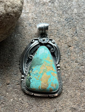 Load image into Gallery viewer, Native American Sterling Silver Turquoise Pendant. Alfred Martinez