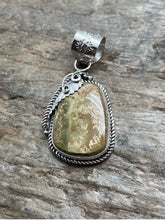 Load image into Gallery viewer, Native American Sterling Silver Green Royston Turquoise Pendant. CS