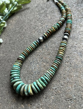 Load image into Gallery viewer, Sterling Silver Graduated Green Turquoise Bead Necklace. 19 inch