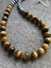 Load image into Gallery viewer, Sterling Silver Tiger’s Eye W Navajo Pearls Bead Necklace. 18 inch. Gift