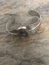 Load image into Gallery viewer, Vintage Old Pawn Navajo Sterling Silver Amethyst Cuff Bracelet. J W Toadlena