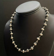 Load image into Gallery viewer, Sterling Silver 8mm Navajo Pearls Rosary Bead Necklace. 28 Inch.