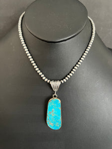 Navajo Sterling silver turquoise pendant necklace