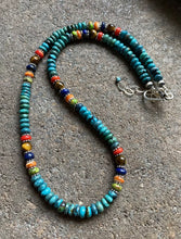Load image into Gallery viewer, Sterling Silver Turquoise Multi Stone Bead Necklace. 18 inch. Gift