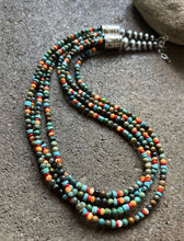 Load image into Gallery viewer, Sterling Silver Multi Strand Multi Stone Bead Necklace. 22 inch