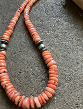 Load image into Gallery viewer, Sterling Silver Graduated Pink Coral Bead Necklace 18 inch