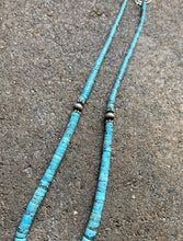 Load image into Gallery viewer, Sterling Silver Graduated Blue Turquoise Heishi Bead Necklace. 18 inch