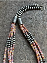 Load image into Gallery viewer, Sterling Silver Multi Strand Multi Color Shell W Pearls Bead Necklace. 26 inch