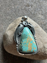Load image into Gallery viewer, Native American Sterling Silver Turquoise Pendant. Alfred Martinez