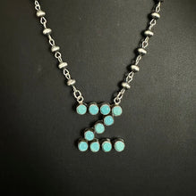 Load image into Gallery viewer, Z Alphabet Navajo Sterling Silver Blue Turquoise Rosary Bead Necklace 22 inch KY