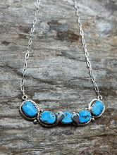 Load image into Gallery viewer, Zuni Sterling Silver Blue Turquoise Bar Chain Necklace. 19 inch. Gloria G