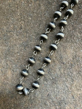 Load image into Gallery viewer, Sterling Silver 8mm Navajo Pearls Rosary Bead Necklace. 16 Inch.