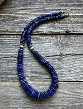Load image into Gallery viewer, Sterling silver lapis bead necklace 18 inch