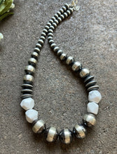 Load image into Gallery viewer, Sterling Silver Graduated White Bead W Pearls Necklace. 18 inch