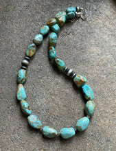 Load image into Gallery viewer, Sterling Silver Turquoise Bead Necklace. 18.5 inch