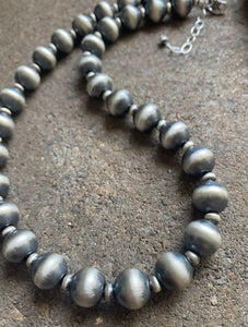 Sterling Silver 12mm 18 Inch Navajo Pearls Bead Necklace.