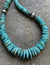 Load image into Gallery viewer, Sterling Silver Graduated Turquoise Bead Necklace. 18 inch