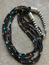 Load image into Gallery viewer, Sterling Silver Multi Strand Black Onyx Multi Stone Bead Necklace. 24 Inch