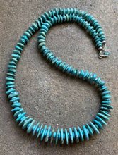 Load image into Gallery viewer, Long Sterling Silver Blue Turquoise Bead Necklace. 30 inch