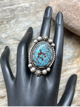 Load image into Gallery viewer, Elgin Tom Sterling Silver Egyptian Turquoise Ring. Size 8.5. Navajo