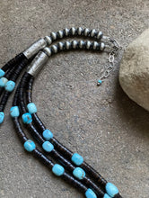 Load image into Gallery viewer, Sterling Silver Layered Multi Strand Turquoise Nuggets Bead Necklace 27 Inch.