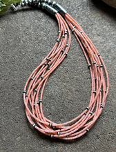 Load image into Gallery viewer, Sterling Silver Multi Strand Pink Coral W Pearls Bead Necklace 24 Inch