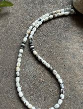 Load image into Gallery viewer, Sterling Silver White Buffalo Turquoise Bead W Pearls Necklace. 18 inch