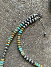 Load image into Gallery viewer, Sterling Silver Turquoise W 6mm Pearls Bead Necklace. 18 inch