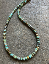 Load image into Gallery viewer, Sterling Silver Blue Green Turquoise Bead Necklace. 18 inch