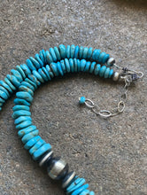 Load image into Gallery viewer, Sterling Silver Graduated Blue Turquoise Bead Necklace. 18 inch