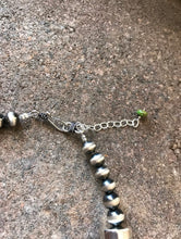 Load image into Gallery viewer, Sterling Silver Multi Strand Multi Stone Green Turquoise Bead Necklace. 22 inch