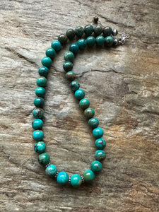 Sterling silver turquoise bead necklace 18 inch