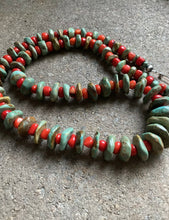 Load image into Gallery viewer, Sterling Silver Turquoise Coral Bead Necklace. 28 inch
