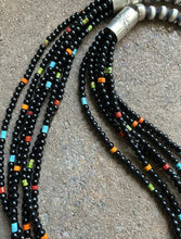 Load image into Gallery viewer, Sterling Silver Multi Strand Black Onyx Multi Stone Bead Necklace. 24 Inch