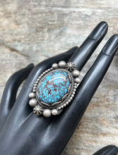 Load image into Gallery viewer, Elgin Tom Sterling Silver Egyptian Turquoise Ring. Size 8.5. Navajo