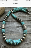 Load image into Gallery viewer, Sterling silver graduated turquoise bead necklace 30 Inch