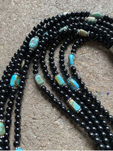 Load image into Gallery viewer, Sterling Silver Multi Strand Black Onyx with Turquoise Bead Necklace. 24 Inch