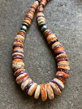 Load image into Gallery viewer, Sterling Silver Orange Purple Spiny Oyster W Pearls Bead Necklace 18 inch