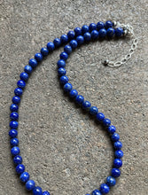 Load image into Gallery viewer, Sterling Silver Lapis Bead Necklace. 18 inch